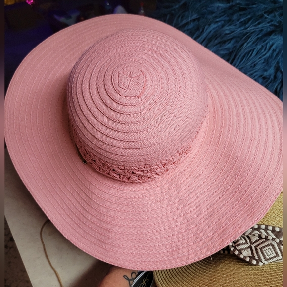 NWT pretty Cappelli sunhat with drawstring adjustable-salmon pink - Picture 3 of 6